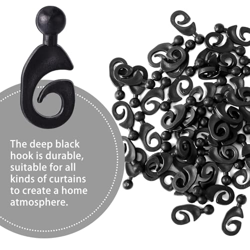 Lyreh 50pcs Curtain Track Hooks, Plastic Outdoor Smooth Gliding Gazebo Curtain Rail Gliders Clips Practical Accessories for Home Hotel Window Drapes (Black) - Image 4