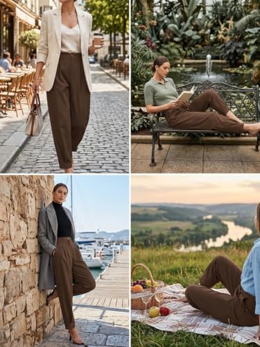 Image of GRECIILOOKS Balloon Fit Ankle Length Women Casual Trousers | Ankle Length Pants for Women Zip & Button | Woman Trousers Balloon Pants