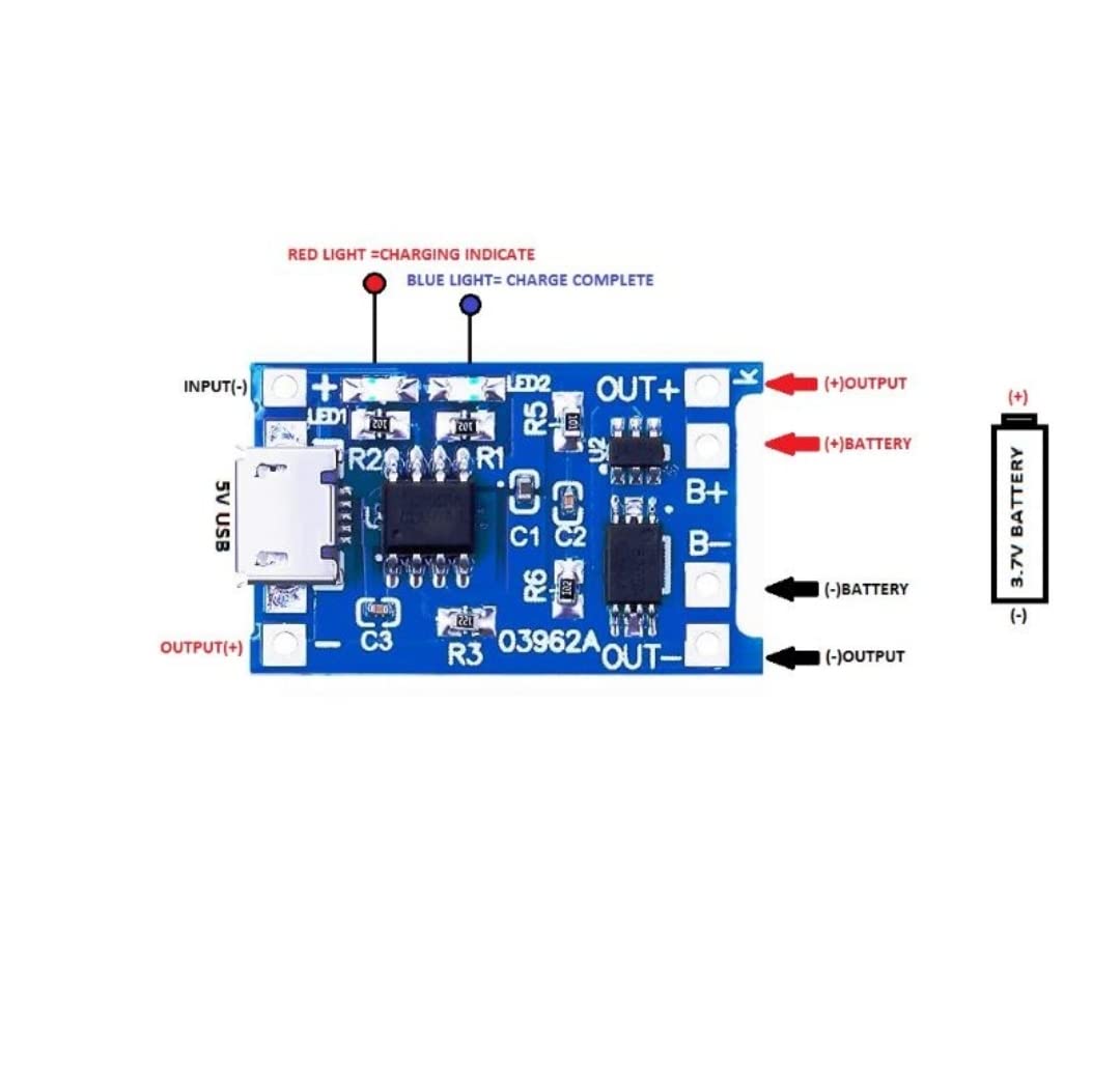 Universal HUB� 1PCS TP4056 Micro USB 5V 1A Lithium battery charging module INBUILT Battery Protection And Battery Indicator (B09QMMFQD3) Amazon Price History, Amazon Price Tracker