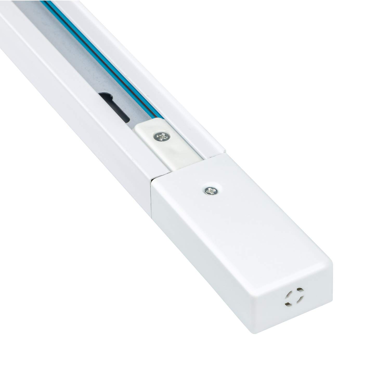 POPP® Carril monofásico 2 metro Accesorio para carril LED *foco no incluido* en monofásico superficie aluminio blanco (Blanco 2 metro)