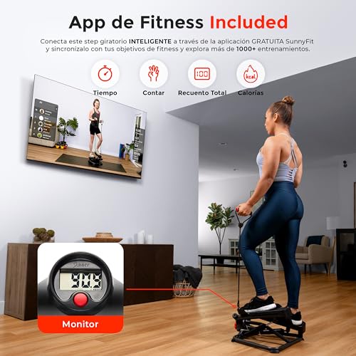 Sunny Health & Fitness Mini Steppers for Exercise at Home, Stair Step Workout Machine, Full Body Cardio Equipment, with Optional Free SunnyFit App Connection and Resistance Band - Image 3