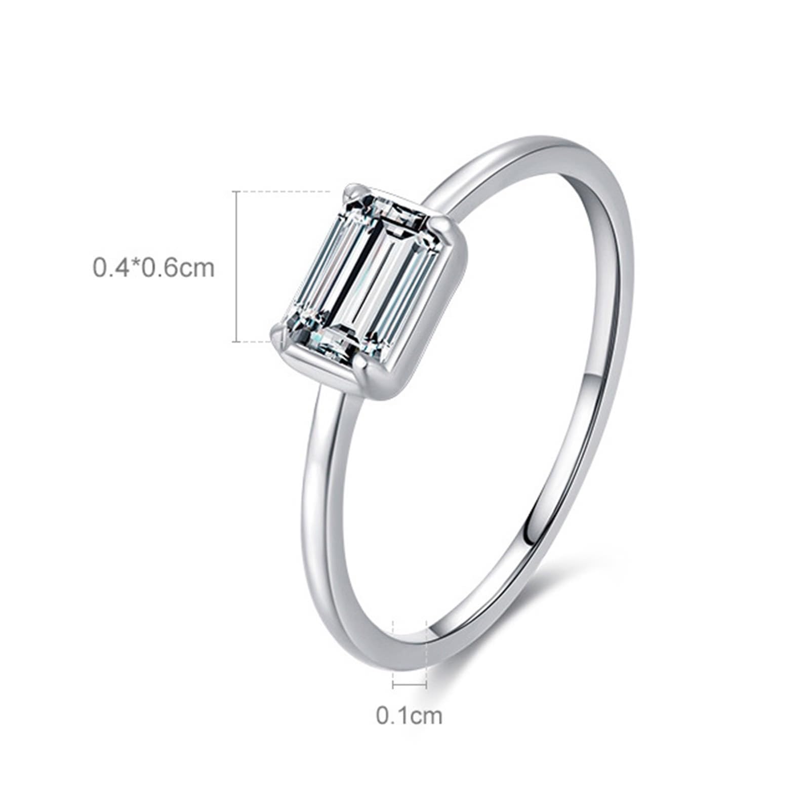 Wycian Bague Argent Femme Bague Femme Solitaire Or Blanc 9K/14K Au375/Au585 4X6mm Moissanite pour Épouse Lesbienne