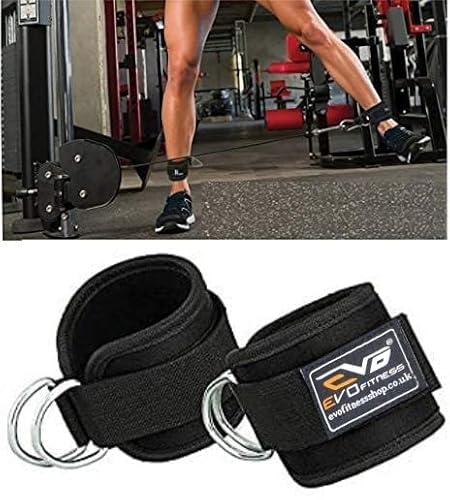 EVO Fitness Bandes Lanières Soutien Chevilles pour Musculation Gym Gel Néoprène avec Crochets Bodybuilding