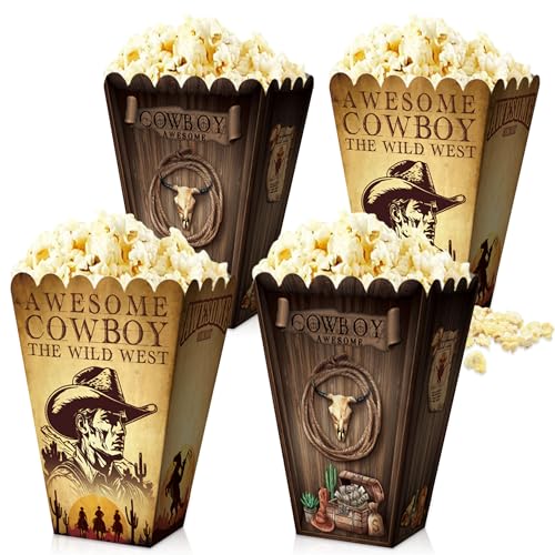 BACH AND BOUJEE caja de palomitas para fiesta vaquera decoración cumpleaños del oeste accesorios temáticos cowboys