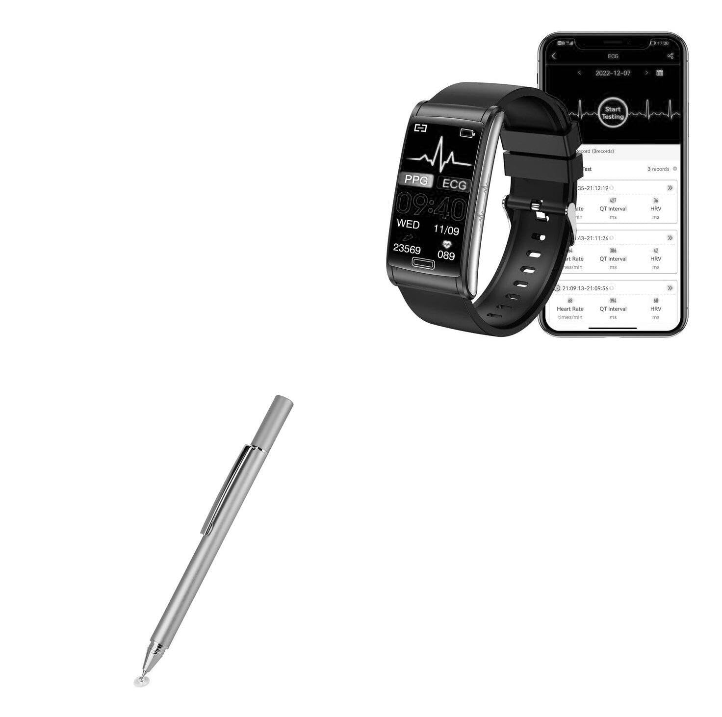 BoxWave Stylus Pen Compatible with Poalarhealth PH60 - FineTouch Capacitive Stylus, Super Precise Stylus Pen - Metallic Silver