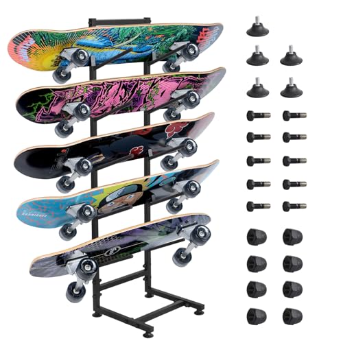 Skateboard Wall Mount,Skate Board Wall Display Hanger Rack,Snowboard Wall Mount Ski Holder,5 Floors Deck Wall Longboard Rack Storage,Skateboard Organizer,Snowboard Storage,Skateboards,Sporting Goods