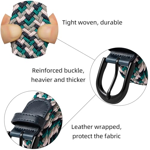 Image of Mile High Life | Braided Stretch Elastic Belts | Pin Oval Solid Black Belt Buckle | PU Loop End Tip Men /Women /Junior Belt