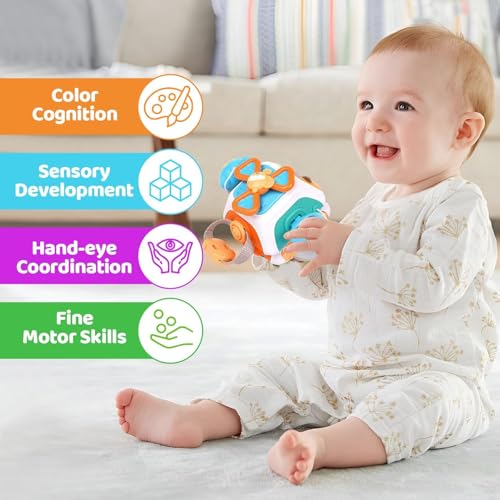 Image of PRIME DEALS 10 in 1 Activity Busy Cube Board Learning Toys Montessori Sensory Toy Toddler 1-3 Infant Car Seat Plane Travel Kids Educational Activity Cube Toy
