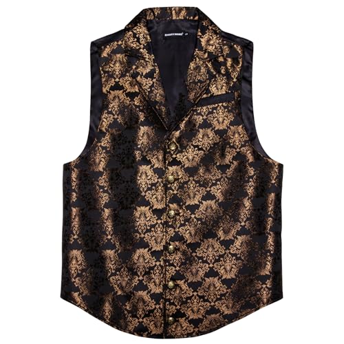 Barry.Wang Mens Victorian Vest Steampunk Gothic Paisley Tailored Collar Waistcoat Halloween Themed Party3