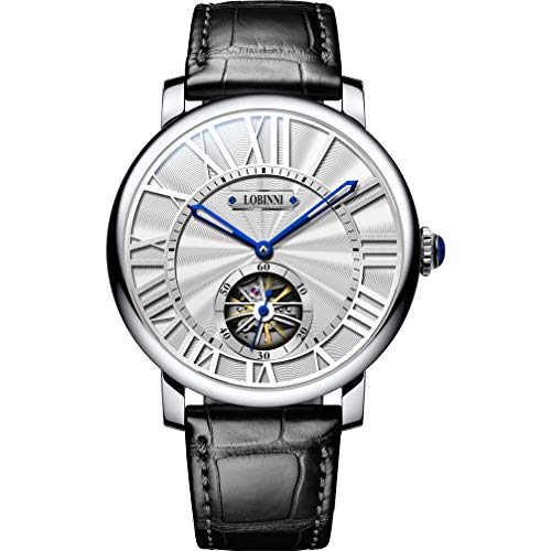 時計 メンズ,自動巻き腕時計 LOBINNI 紳士 スケルトン高級時計ブランド50M 防水おしゃれ機械式男性用お洒落腕時計ビジネスmens watch 16016L (腕時計 P5)