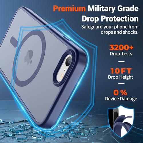Image of SUPFINE Magnetic for iPhone SE Case 2022 (3rd) /2020 (2nd), iPhone 8 Case (Compatible with MagSafe) (Military Grade Drop Protection) Slim Translucent Matte Phone Case,Lavender Gray