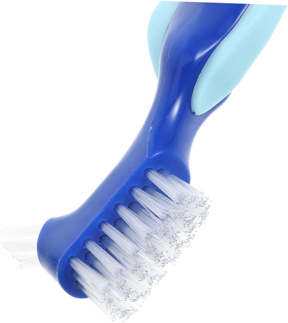NOLITOY 2Pcs Double Sided Denture Brush for Denture Care Supply Fine Bristle Design Lightweight Portable False Tooth Toothbrush for Easy Cleaning and Comfortable Use