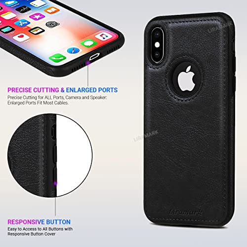 Image of LIRAMARK PU Leather Flexible Back Cover Case Designed for iPhone Xs Max (Black)