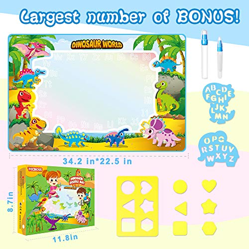 TECBOSS Water Doodle Mat, Kids Large Water Drawing Board Toys, Aqua Magic Mess-Free Painting Doodle Educational Toy for Age 2 3 4 5 6 Years Old - Thumbnail 2