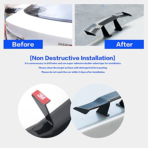 2 Pcs Car Mini Spoiler Wing,6.7 Inch Car Tail Wing Mini Auto Carbon Fiber Texture Decoration Without Perforation,Universal Mini Tiny Trunk Spoiler Auto Exteriores Rear Tail Wings For Most Cars #TOP3
