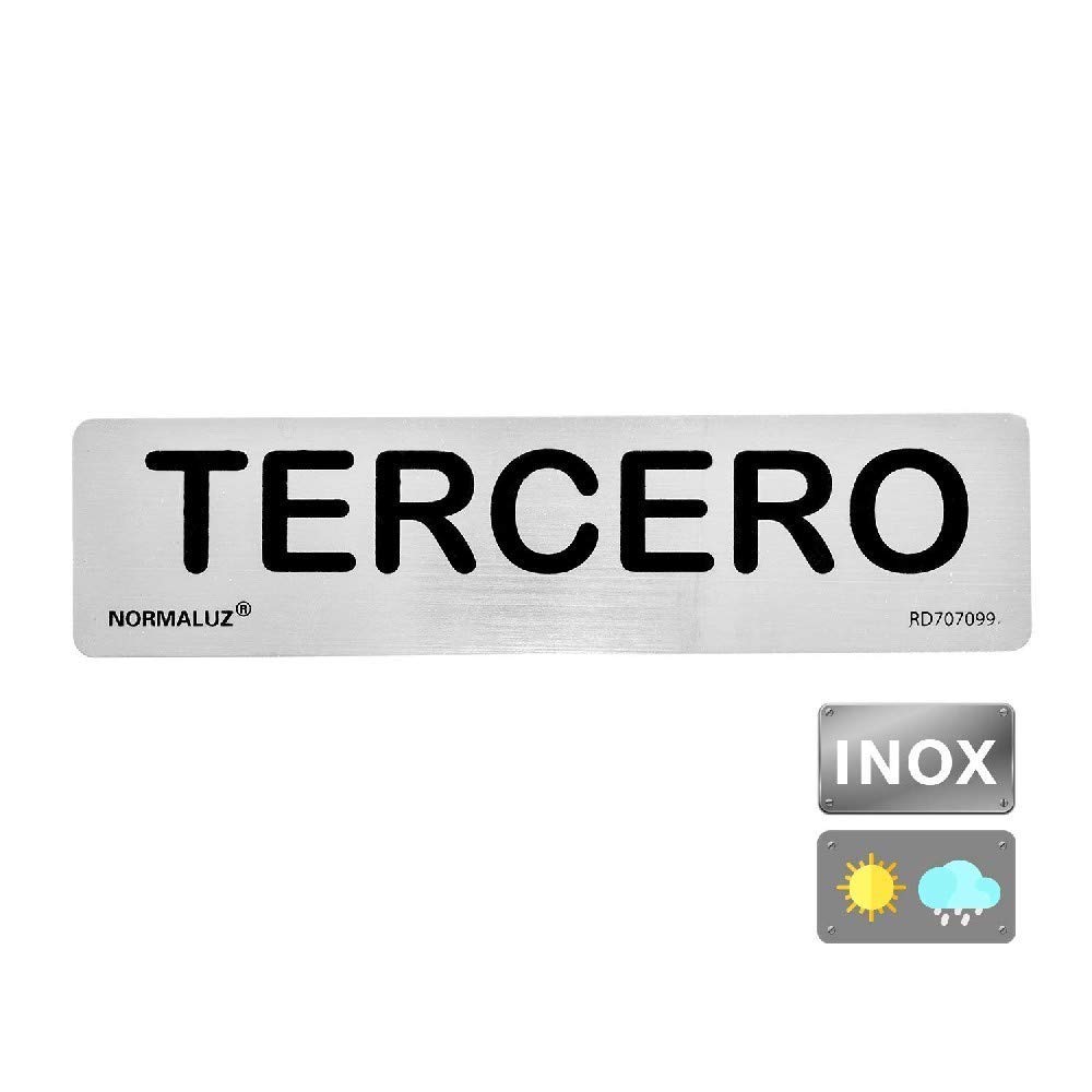 Normaluz RD707099 – Third Rectangular Adhesive Sign, Stainless Steel Adhesive, 0.8 mm, 5 x 20 cm