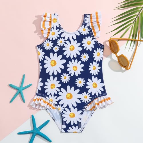 Toddler Baby Girls One Piece Swimsuits Ruffle Strap Beach Swimwear Floral Printed Bathing Suit Cute Swimming Suit2
