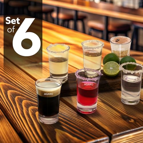 Image of AGARO Elegant Shot Glass 45ml, Set of 6, Whisky Shot, Vodka Shot, Tequila Shot, Liquor Shot, Wine Tasting, Cocktail, Home, Bar