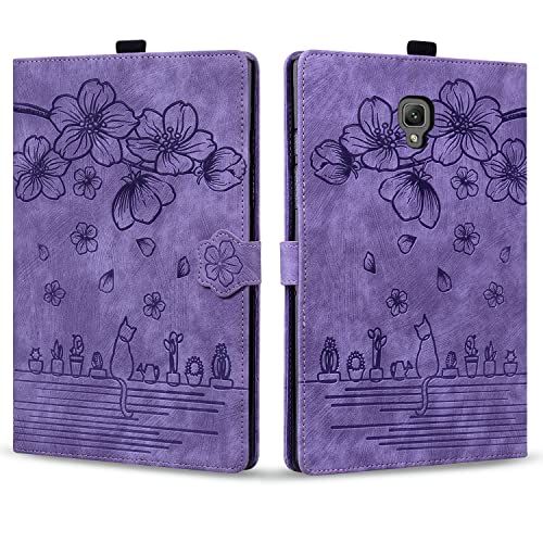 Rosbtib Hülle für Samsung Galaxy Tab A 10.5 SM-T590/T595 PU Leder Flip Case Ständer TPU Cover Tasche Schutzhülle mit Kartenschlitz für Galaxy Tab A 10.5 Zoll 2018, Lila Katze Cover
