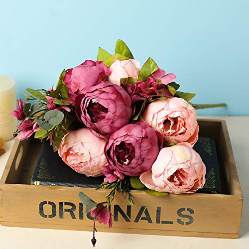 Nubry 2Pcs Artificial Peony Silk Flowers Bouquet For Wedding Home Garden Party Decoration (New Cameo Brown) #TOP2