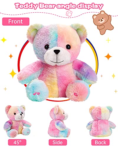 Led Musical Stuffed Teddy Bear Light Up Singing Plush Toy Adjustable Volume Lullaby Animated Soothe Birthday Valentine's Day For Kids Girls Toddlers, Rainbow #TOP6