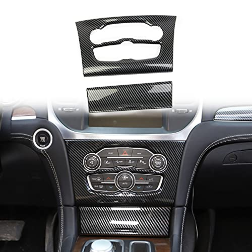 crosselec Carbon Fiber Central Control Air Conditioning A/C Panel Cover tirm for 2015-2021 Chrysler 300