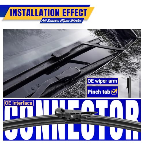 Image of 22 inch 22 inch Front Windshield Wiper blades Replacement for Chevy Chevrolet Silverado 2008-2013,Tahoe 2007-2013,GMC Sierra Yukon 2008-2013,Premium All-Season Replacement Automotive Windshield Wipers