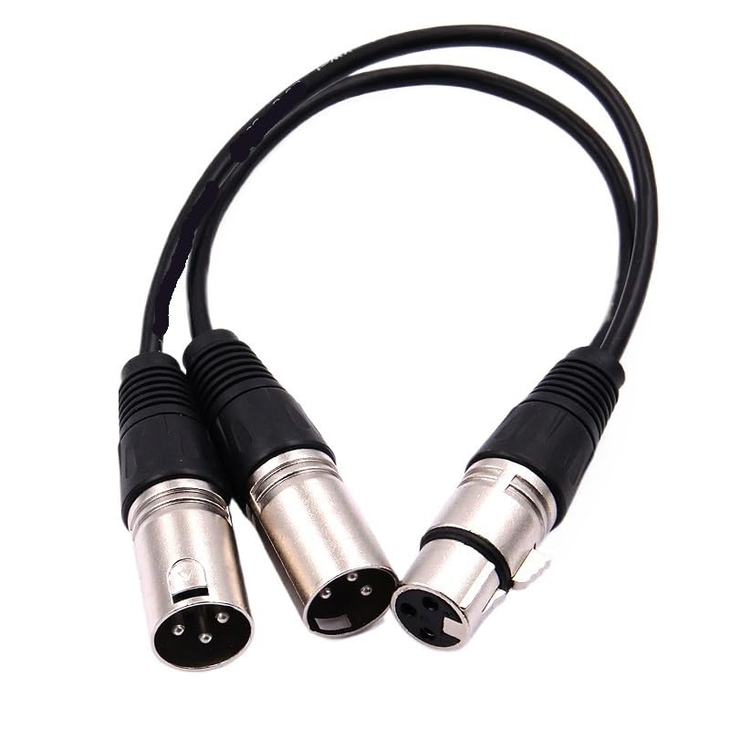 3-pinowy XLR żeński Ja-ck na podwójny 2 męski rozdzielacz wtyczki Y 30 cm kabel adaptera przewód do wzmacniacza miksera słuchawkowego