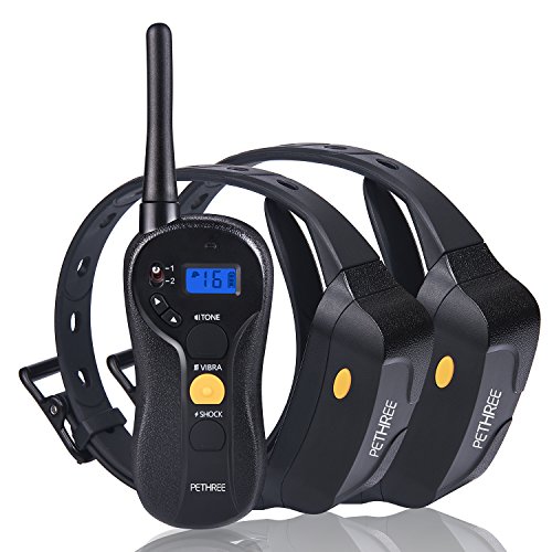 Pethree Dog Training Collar Rechargeable and Rainproof 660yd Remote Dog Shock Collar For 2 Dogs with Tone, Vibration and Shock Electronic Collar
