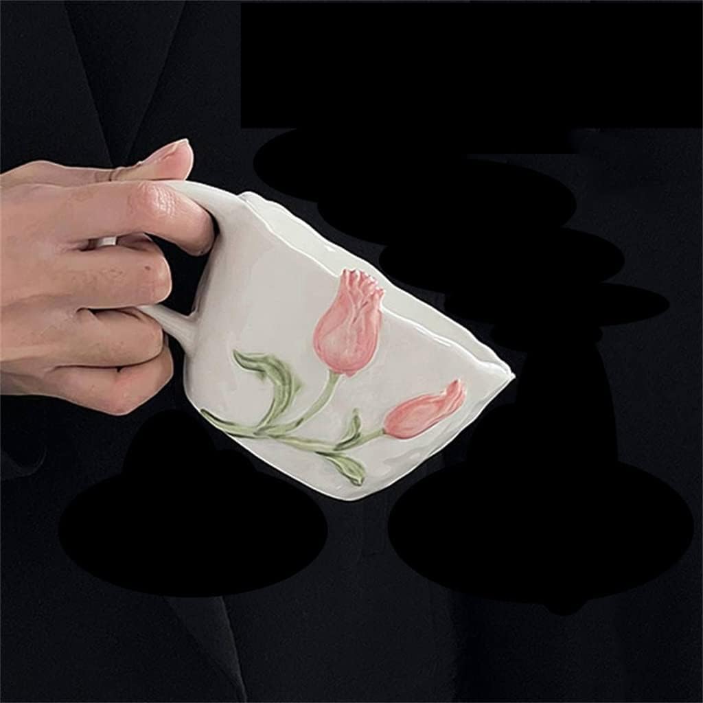 3D Relief Ceramic Mug Saucer Coffee Cup Home Milk Juice Water Dessert Cake Plate Tableware(D)