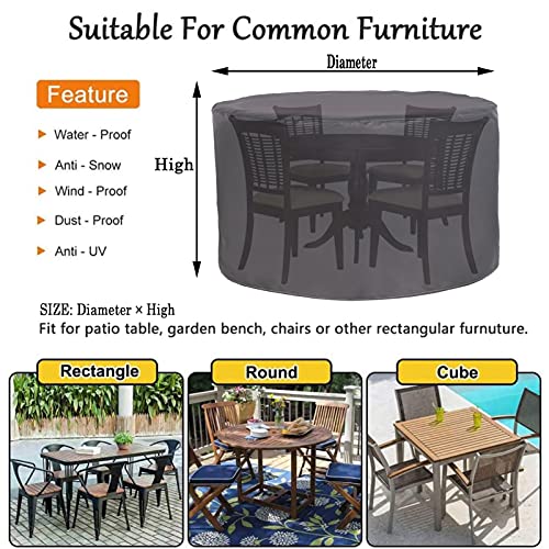 Baofi Garden Furniture Covers Waterproof 24X24In, Patio Furniture Cover Round, Table Covers 420D Oxford Fabric Windproof Dust Proof Rip Proof For Outdoor Dining Table And Chairs #TOP3