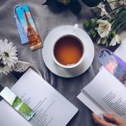 Lot de marque-pages en aluminium durable avec pompons soyeux - 6