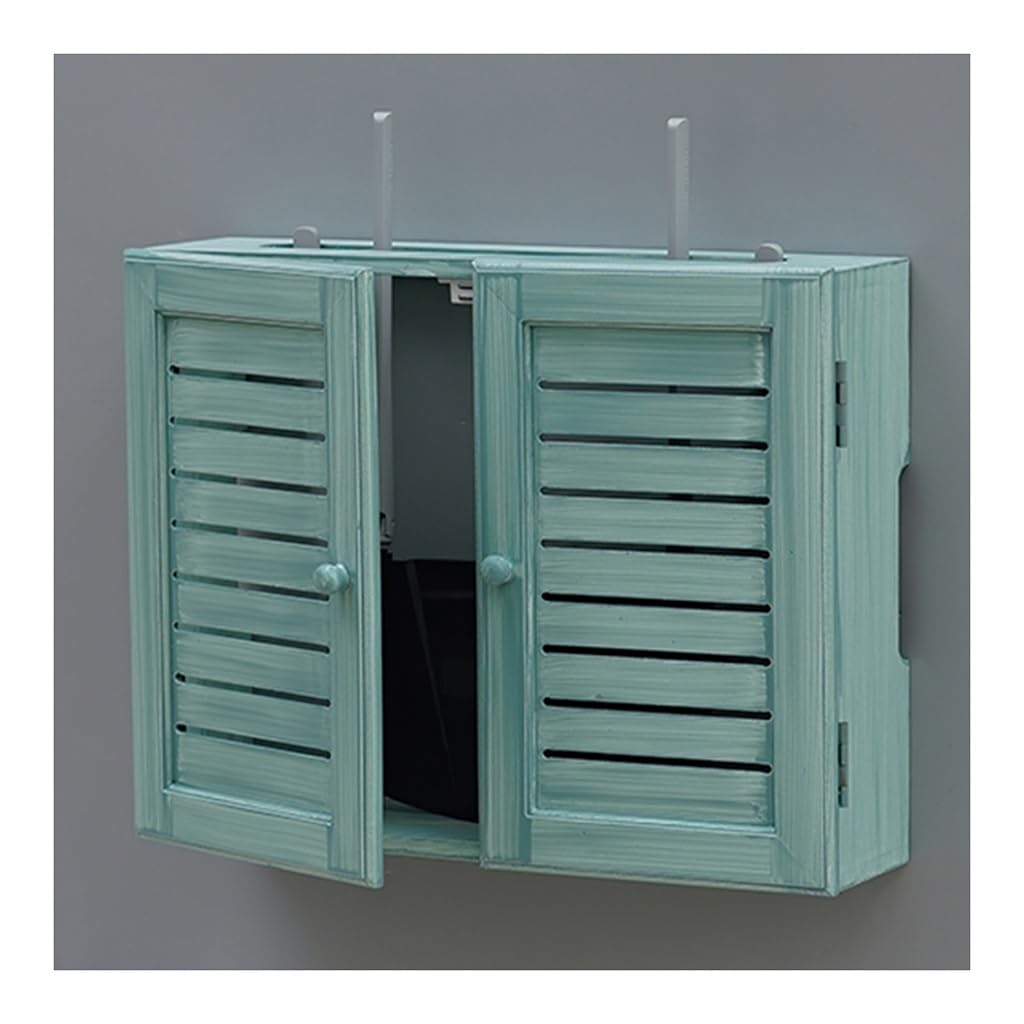 Support Mural Double Porte pour routeur avec Prise électrique dissimulée, Grand Meuble de Rangement WiFi, Stores décoratifs, Vert, Dimensions 36x9,5x28cm - optimise l'espace et Le Style !