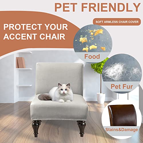 Image of Eco-Ancheng Armless Chair Slipcover Removable Armless Accent Chairs Covers Washable Armless Slipper Chair Slipcover Printed Armless Chair Furniture Protector Covers for Living Dining Room Hotel