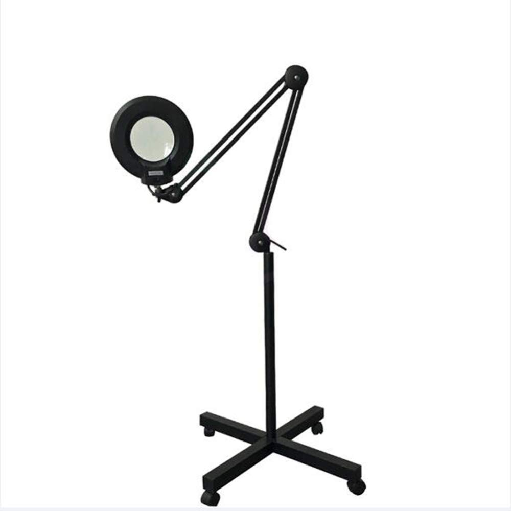 Aioneer 5X Magnifying Lamp Facial Magnifier 30Led Glass Lens - Adjustable Rolling Floor Stand Swivel Arm For Salon Beauty Manicure Tattoo Equipment