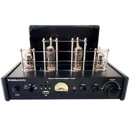 ECC83/12AX7 Integrated Hybrid Vacuum Tube Class A/B Amplifier 2 Channel 80W RMS, Home Audio Hifi Vintage Stereo Amp DAC Receiver