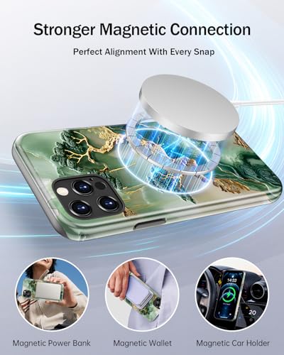 Image of Goodon for iPhone 12 Pro Case /iPhone 12 Case Cute - Wireless Charging Compatible - Dual-Layer Hard Shell + Silicone Cover - Protective Phone Case, Trendy Designs for Women - Gold Inlaid Jade Carving