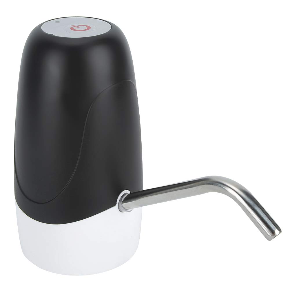 Sorandy Electric Water Bottle Pump Universal Drinking Wireless USB Charging Automatic Rechargeable Portable Water Dispenser for Office Home Workshop Kitchen Camping Garage White Black (Black)