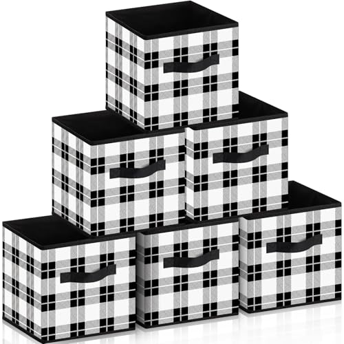 Suzile 6 Pcs Buffalo Plaid Storage Bins Christmas 10'' Buffalo