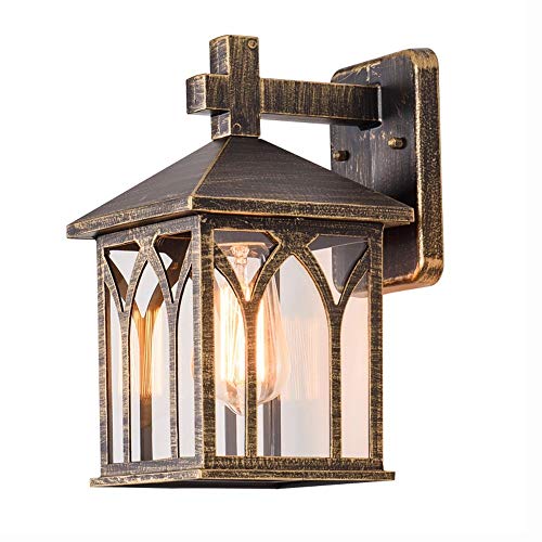 TheMonday Waterproof Rustproof Outdoor Wall Light Sconce with Glass Shade Classic Antique Single
