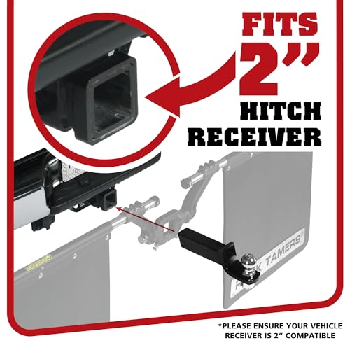 Image of Rock Tamers 00108 - 2 inch Official Mudflap System - 2 inch Hitch Receiver, Check Measurements - Removeable and Adjustable Mud Flaps for Trucks - 1 System