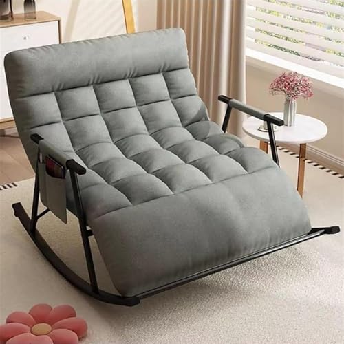 Mecedora moderna de gran tamaño – Cómoda silla mecedora amplia tapizada doble reclinable para sala de estar o guardería – Elegante mecedora gris para interiores para adultos
