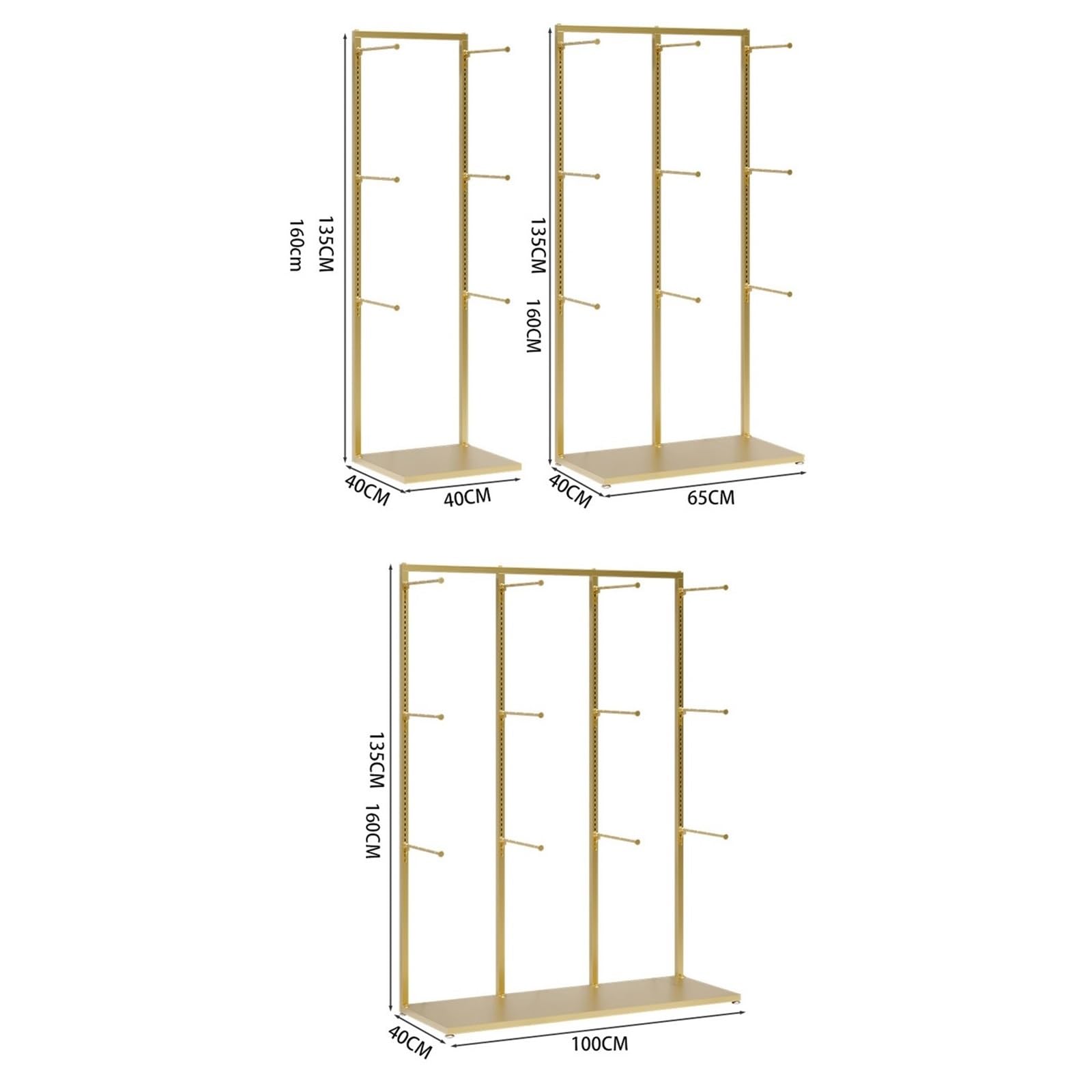 Lingerie-Präsentationsständer Gold für Einzelhandel, Robuster Unterwäsche-Organizer aus Metall mit verstellbaren Haken, Freistehender Kleiderständer für BHs, Slips & Socken(Black,160x40x100cm)
