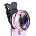Halolens Selfie Phone Lens 2 in 1 Clip-on Lens Kit 0.6X Super Wide Angle & 15X Macro Phone Camera Lens for iPhone X 8/7/6/5,iPad Android Smartphone Mobile phone(Pink)