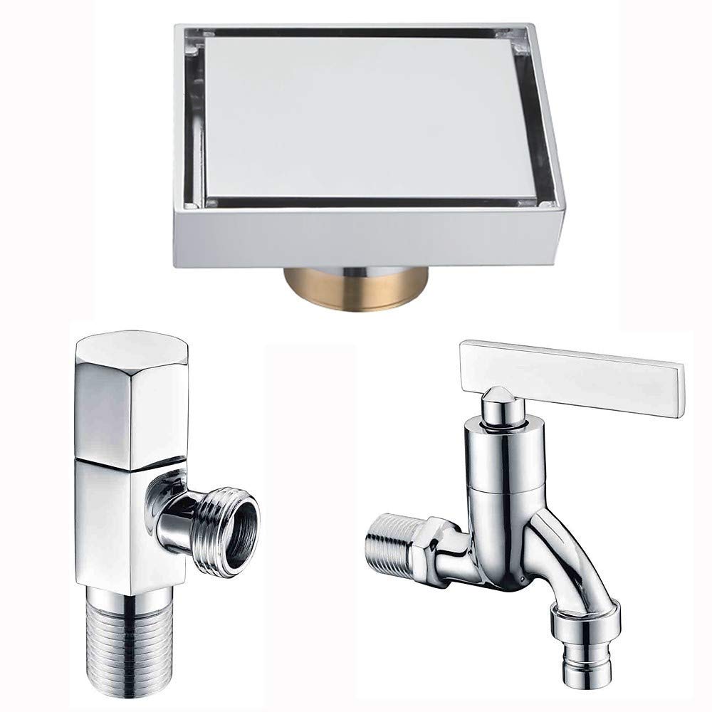 Desagüe de suelo para ducha, baño, inodoro, cocina, balcón, desodorante, rejilla de desagüe, colador, cubierta, multifunción, moderno, latón, 3 piezas, baño, hotel, baño, montado en el suelo, platead
