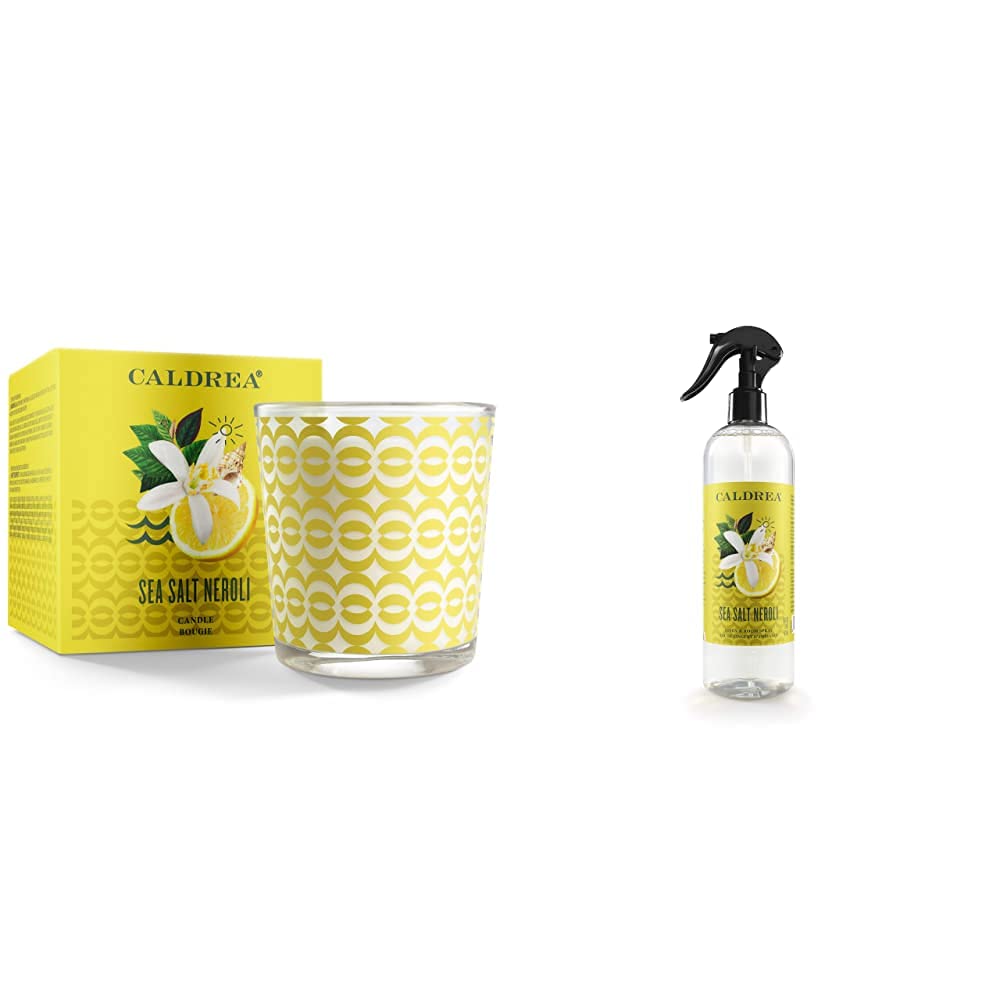 CaldreaSea Salt Neroli, Spritz + Style Set, Contains (1) Linen and Room Spray and, (1) Candle