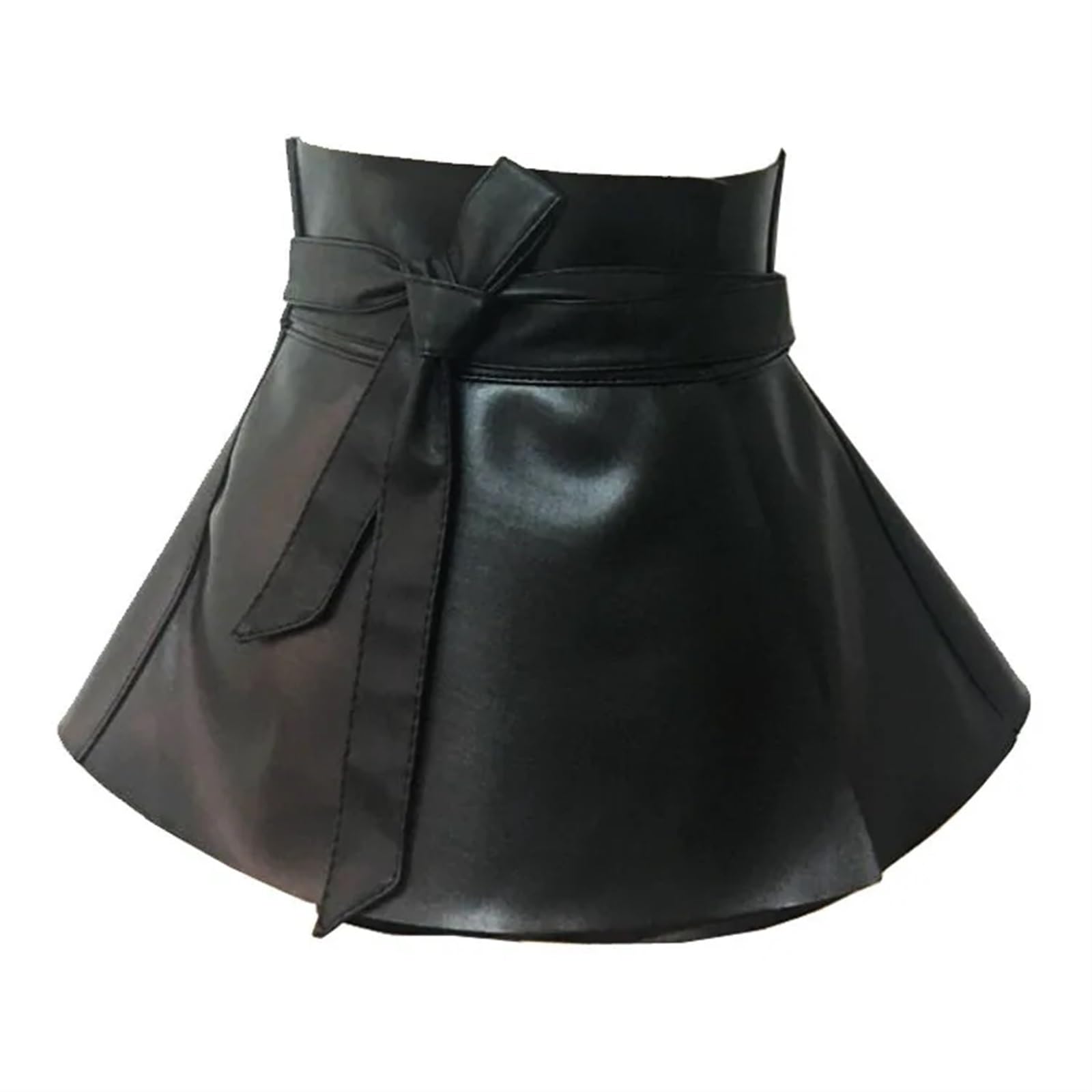 Bauchgurt Für Frauen Damen Schößchen Schwarzes Kleid Korsett Gürtel Schleife Krawatte Verstellbarer Pu-Leder Rüschen Breiter Taillengürtel for Frau zur Bauchunterstützung