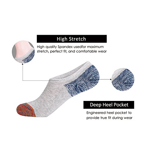 JOYNÉE Men's 6 Pack Casual Cushion Anti-Slid Cotton No Show Socks with Silicone4