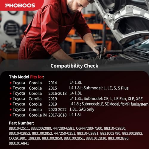 Image of PHOBOOS A /C Compressor with Clutch Compatible with Toyota Corolla 2014-2022 L4 1.8L, Corolla iM 2017-2018 L4 1.8L. Fast Cooling, Low Noise, Easy Installation, Ref. CO-29198C, 198339