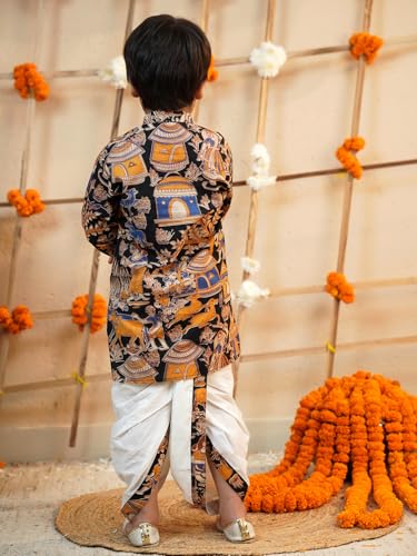 Image of AJ DEZINES Kids Ethnic Wear Pure Cotton Dhoti Kurta Set For Boys